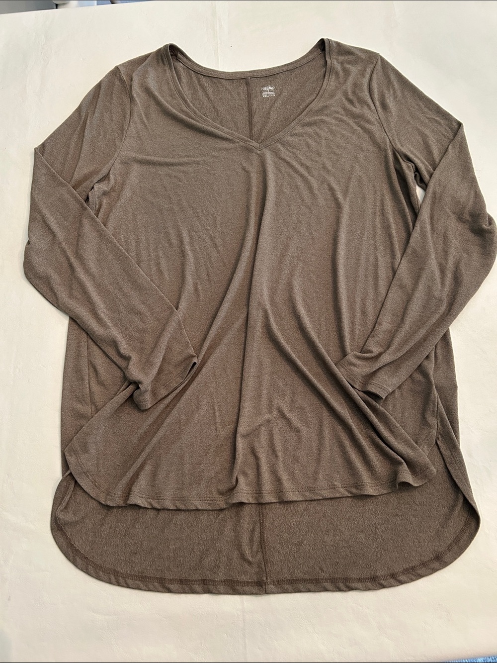 Mossimo Supply Co. V-Neck Long Sleeve Top - Taupe Brown